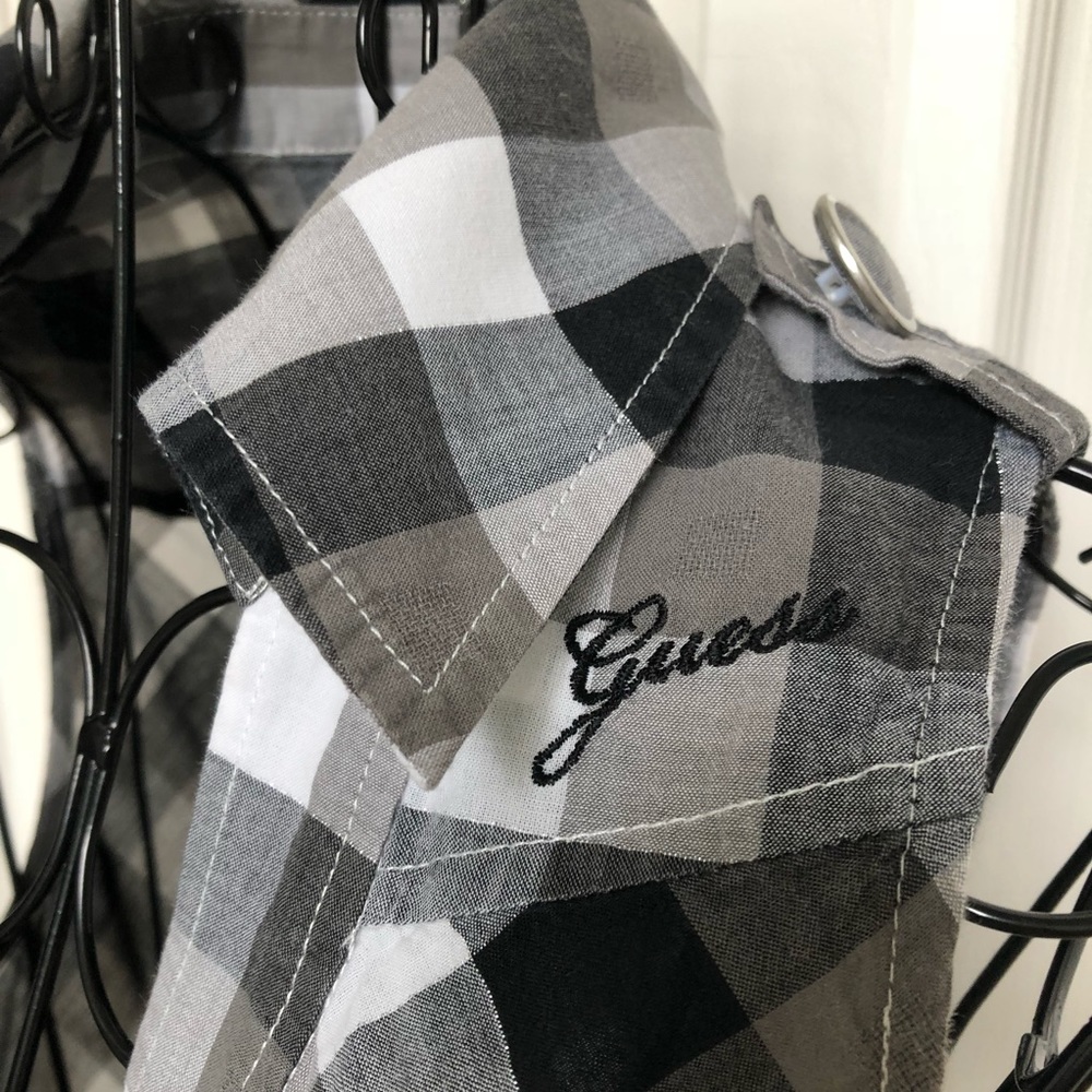 GUESS Los Angeles black grey & white buttoned up sleeveless Dress Medium - Picture 3 of 8